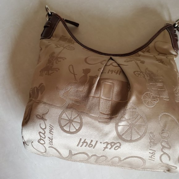 Vintage Rare Coach Horse & Carriage Sateen Shoulder Bag Purse - Picture 7 of 14
